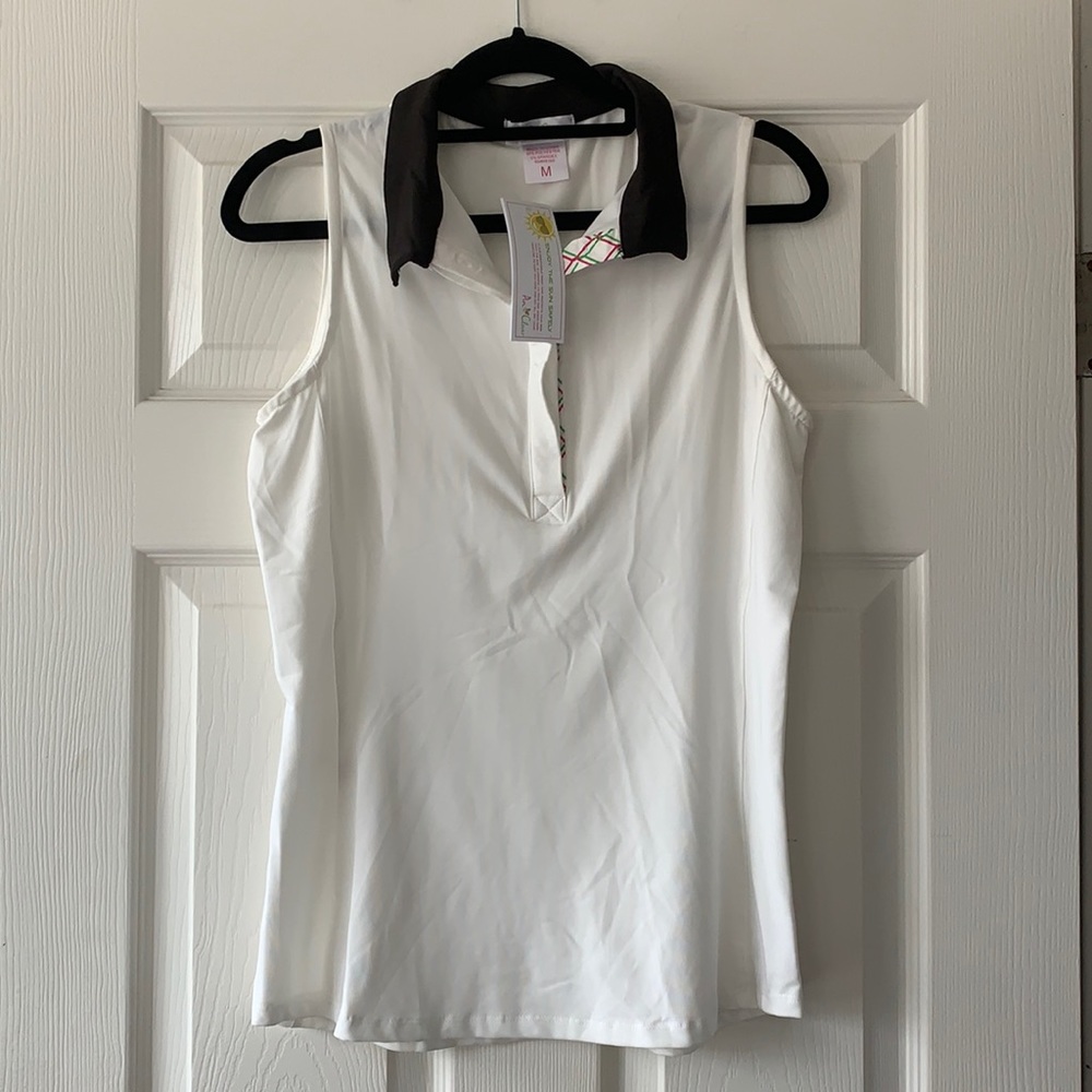 Pin Clover sleeveless collared golf shirt